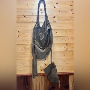 Elegant Grey Suede Women's Bag